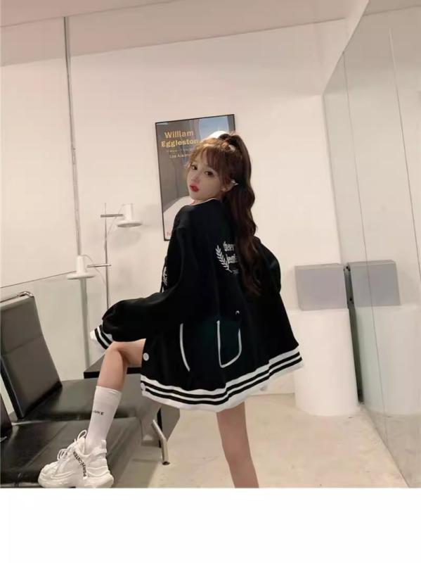 野球 服 レディース 春秋 ジャケット ゆったり 韓国風 カジュアル スポーツ アウター トップス 綿 レトロ