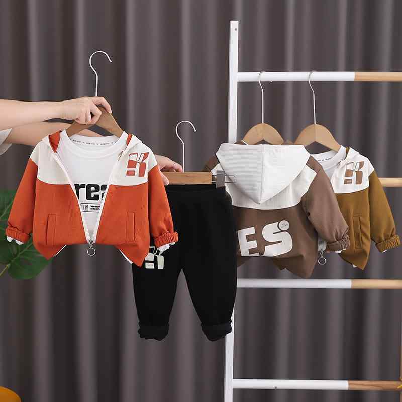 キッズ 秋物 セットアップ 子供用 アルファベット ダブルレイヤージャケット パッ...