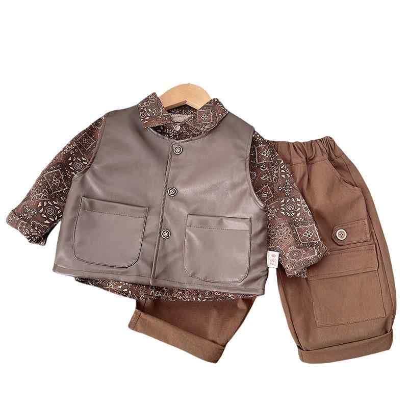 シャツ 子供 男の子 春秋 服 セットアップ 無地 ジャケット &amp; 花柄 トップス &amp; パンツ 3点セット ボーイズ アウター カジュアル・スタイル: 韩版・套装类型: 裤套装・套装件数: 三件套・袖丈: 長袖・是否连帽: ...