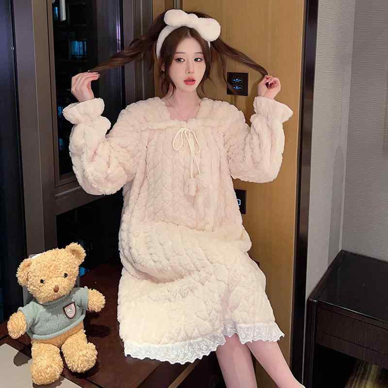 Other - パジャマ レディース 秋冬 プリンセス風 長袖 膝丈 チュニック 大きいサイズ ゆったり 部屋着 ルームウェア