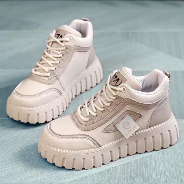 スニーカー レディース 厚底 スニーカー 春秋 ハイカット スニーカー カジュアル シューズ 歩きやすい 快適 通気性 クッション性 デイリーユース