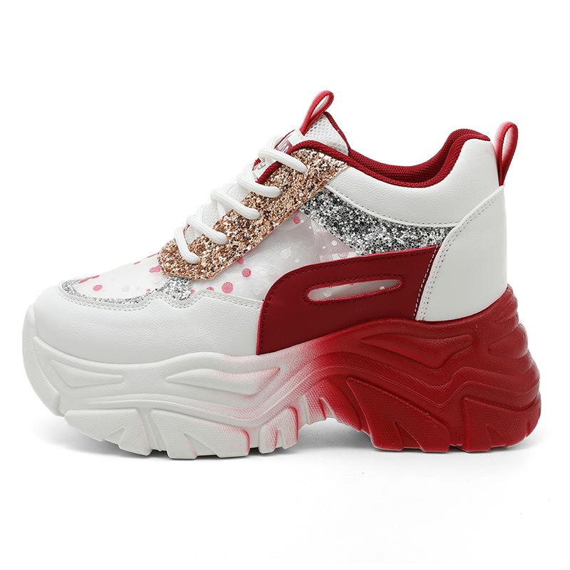 スニーカー レディース 厚底 通気性 メッシュ インヒール ダッドスニーカー ローカット 婦人靴 スポーツ 運動靴 カジュアル かわいい ..