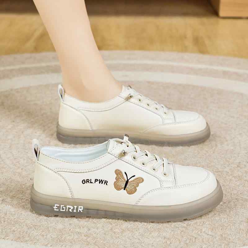 スニーカー レディース 春秋 ベア 刺繡 レースアップ 紐靴 ローカット フラット ぺたんこ 履きやすい 歩きやすい 普段使い カジュアル 婦人靴