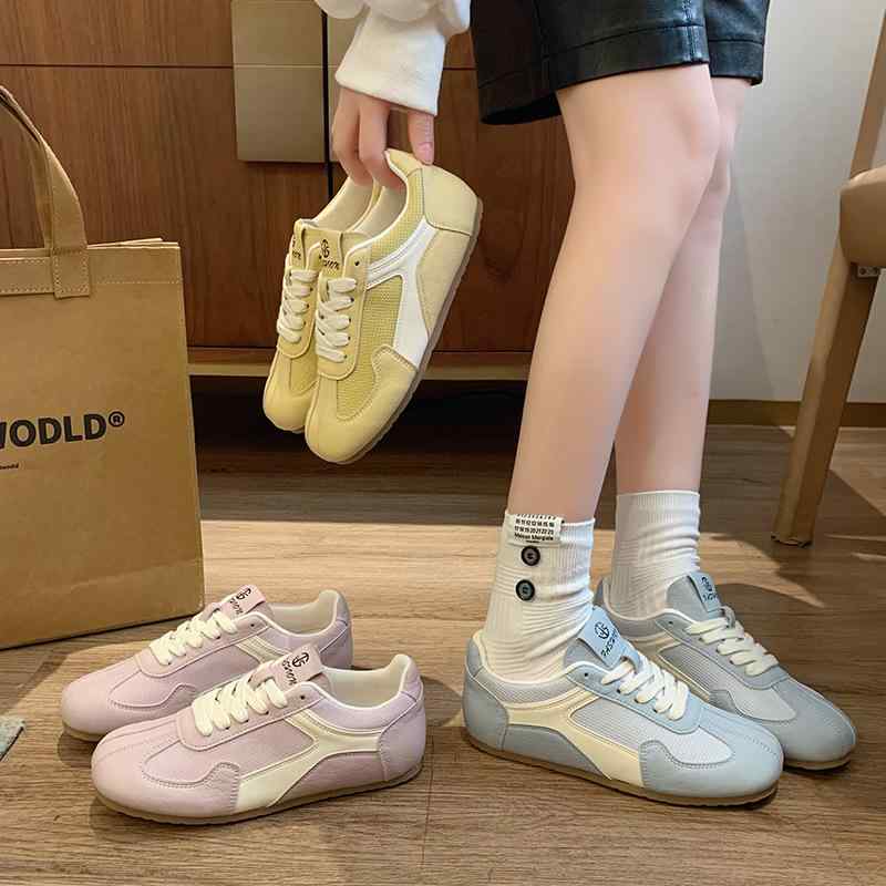 スニーカー レディース 軽量 韓国 ファッション スポーツ カジュアル シューズ 阿甘板 スニーカー 春 百搭 パープル系