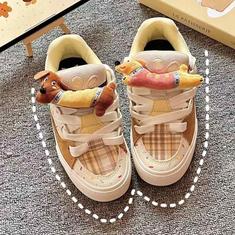 パンプス レディース かわいい クマ デニム キャンバス 切り替え レトロ スケーターシューズ フラット..