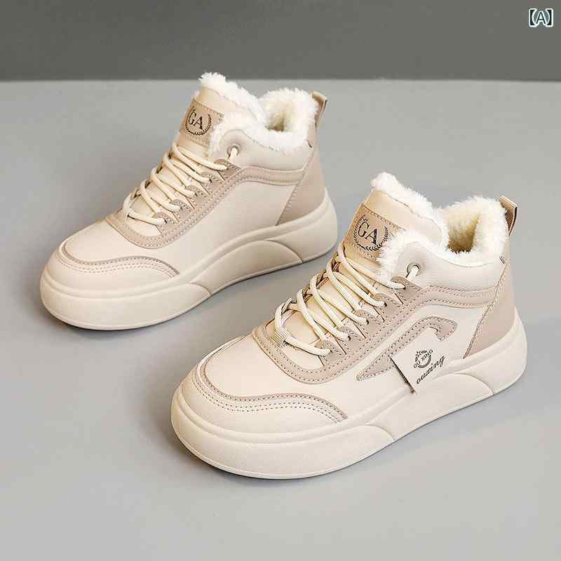 スニーカー レディース 秋冬 フラット 厚底 暖かい 防寒 学生靴 耐摩耗 スエード 切り替え カジュアル 歩きやすい 普段使い