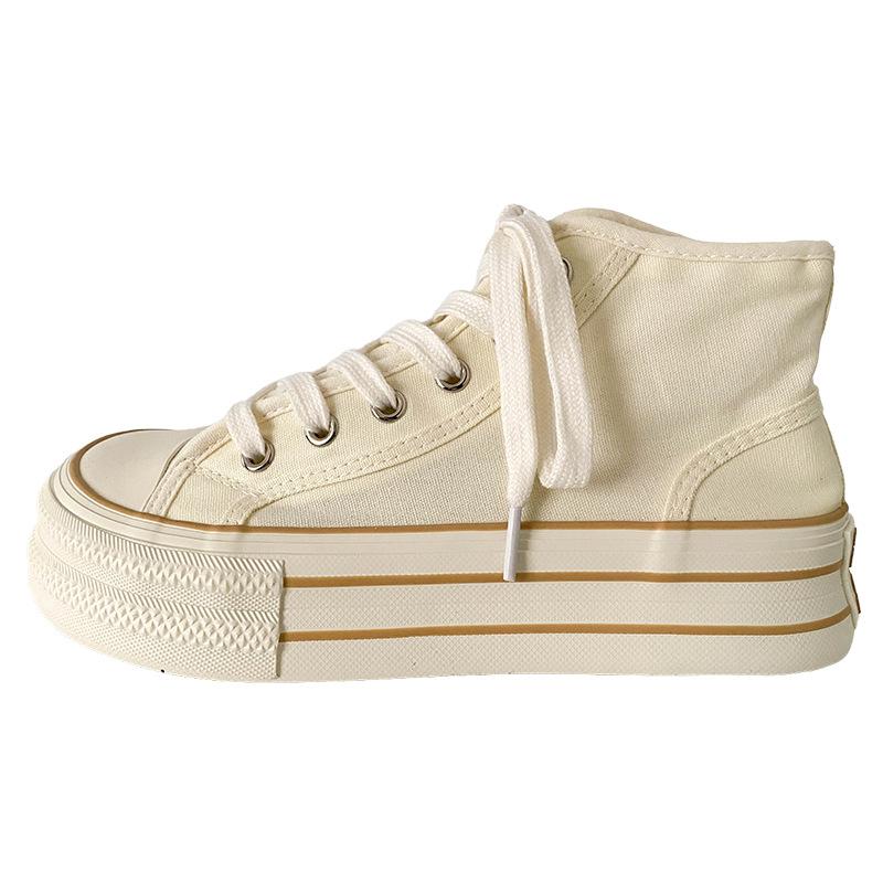 スニーカー レディース 厚底 ハイカット キャンバス シューズ 春夏 薄型 ダッドスニーカー ローカット フラット インヒール かわいい 歩きやすい 普段使い