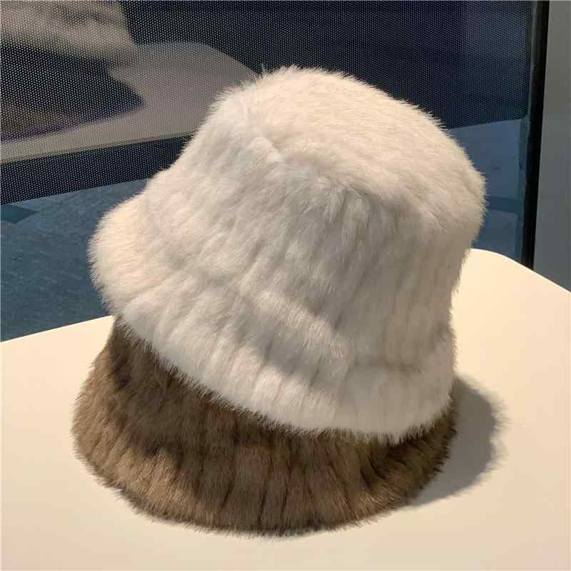 帽子 レディース 婦人 バケットハット 秋冬 厚手 あったか ウサギ毛 暖かい 無地 小顔効果 かわいい おしゃれ 普段使い