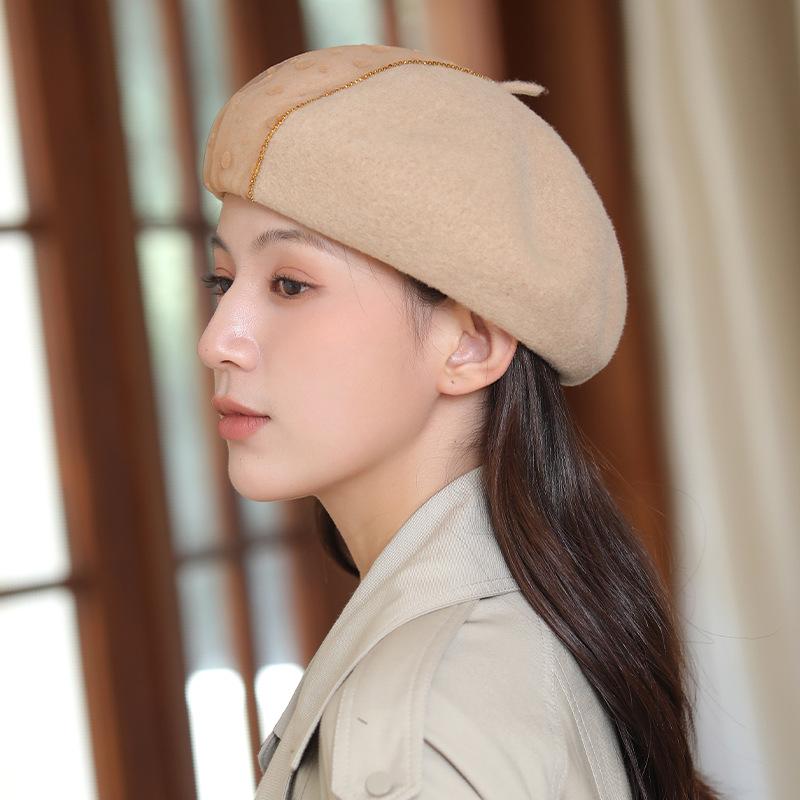 ベレー帽 レディース 秋冬 エレガント 八角帽子 小顔効果 ウール 日系 おしゃれ かわいい 普段使い コーデ2