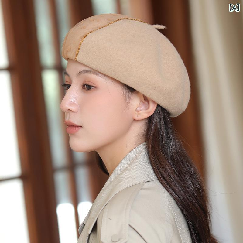 ベレー帽 レディース 秋冬 エレガント 八角帽子 小顔効果 ウール 日系 おしゃれ かわいい 普段使い コーデ2