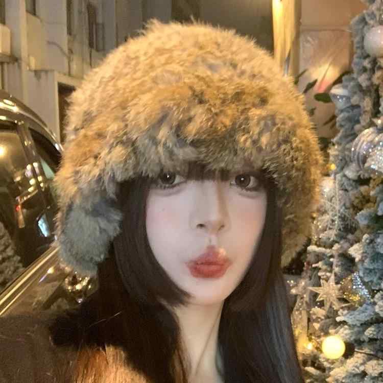 帽子 レディース 秋冬 加厚 保温 防寒 バケットハット 大頭 囲み 小顔効果 ふわふわ もこもこ ニット帽 ウール2