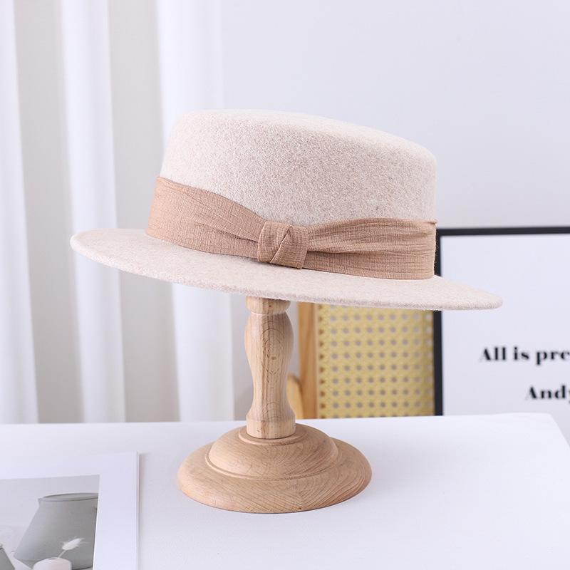 帽子 レディース 秋冬 ウール フェルト ハット レトロ クラシック 平らなつば ファッション ジャズハット エレガント 上品2