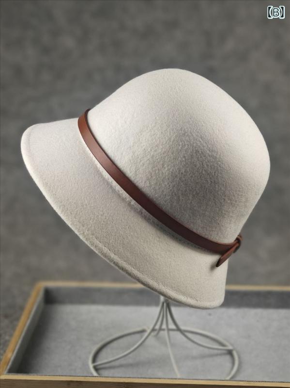 帽子 レディース 秋冬 ウール 漁夫帽 ハット フレンチ レトロ バケットハット 上品 エレガント クラシカル