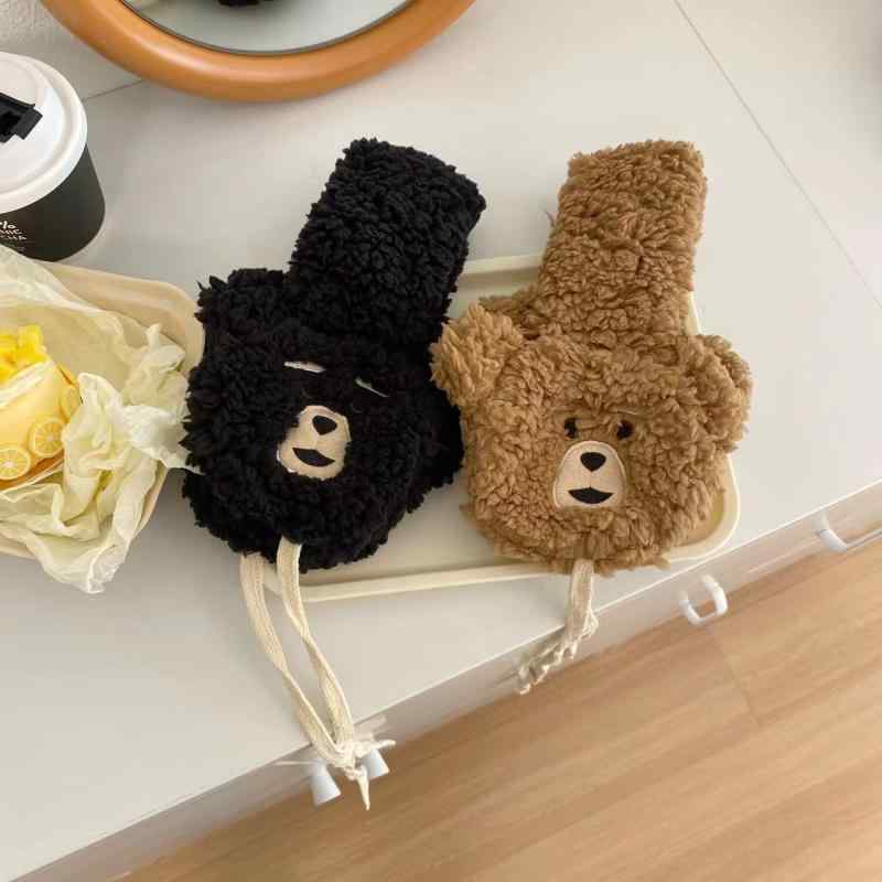 イヤーマフ レディース 秋冬 かわいい 防寒 暖かい 自転車 バイク 通勤 通学 耳あて イヤーウォーマー 小熊 クマ ベア ふわふわ もこもこ 裏起毛 厚手2(4.0)