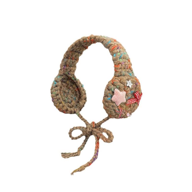 イヤーマフ レディース かわいい 小星 蝶結び リボン ニット 秋冬 防寒 保温 ガーリー 防風 イヤーウォーマー