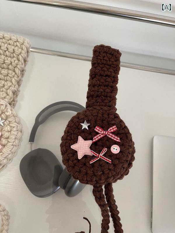 ソファポテトのイヤーマフ レディース 秋冬 ニット イヤーウォーマー 毛糸 あったか かわいい 蝶結び 星柄 毛玉 防寒2｜アングル2