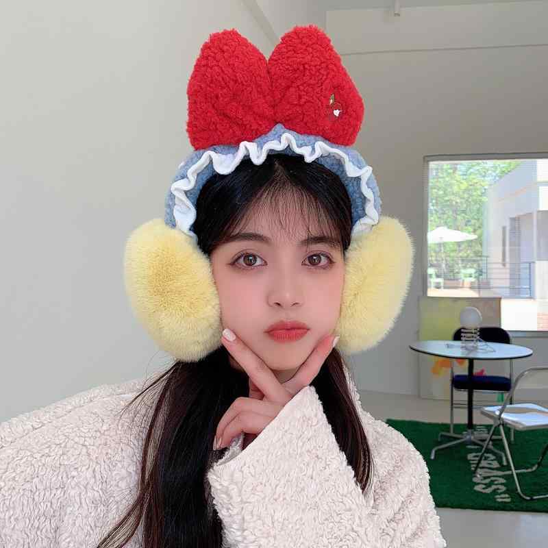 イヤーマフ レディース かわいい 韓国風 秋冬 蝶結び 耳カバー 折りたたみ コンパクト イヤーウォーマー 防寒 ふわふわ