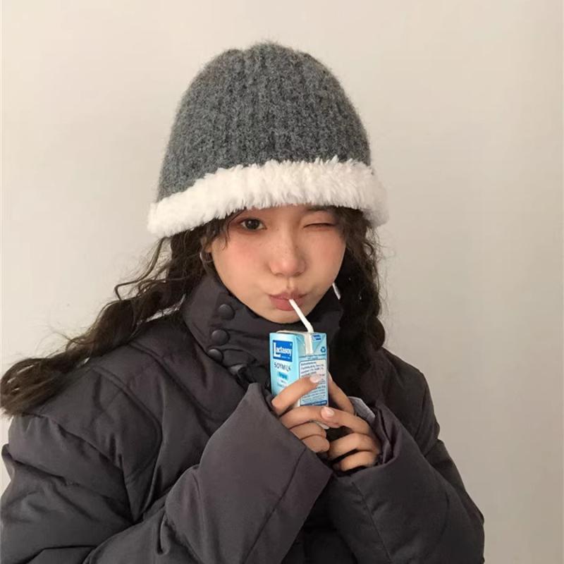 帽子 レディース 秋冬 ニット帽 大頭 漁夫帽 かわいい 小顔効果 保温 防寒 耳あて付き 毛糸 ウール2