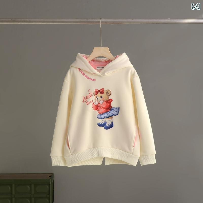 キッズ パーカー 女の子 フード付き 裏起毛 トレーナー カートゥーン プリント あ...