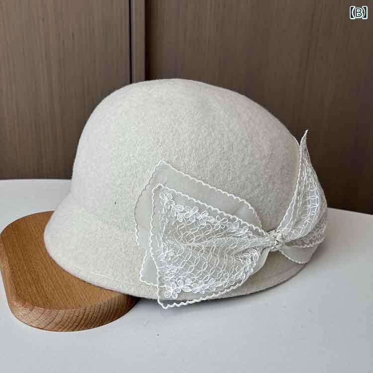 ベレー帽 レディース 秋冬 ウール フェルト ハット リボン かわいい 画家帽 ファッション 帽子 上品 きれいめ おしゃれ 日系 オーストラリア産ウール2