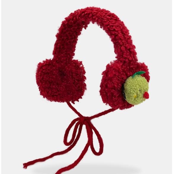 ニット帽 レディース 学生 かわいい アップル 防寒 あったか イヤーマフ 耳あて 秋冬