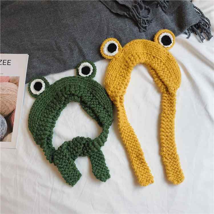 イヤーマフ レディース 秋冬 韓国風 学生 防寒 ニット かわいい カエル耳 ウォーマー ケーブル編み あ..