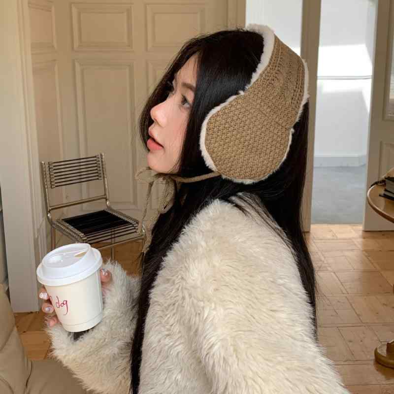 ニット帽 耳当て レディース 秋冬 防寒 保温 暖かい 裏起毛 ボア ケーブル編み かわいい レトロ あったか 自転車 スキー スノーボード アウトドア2