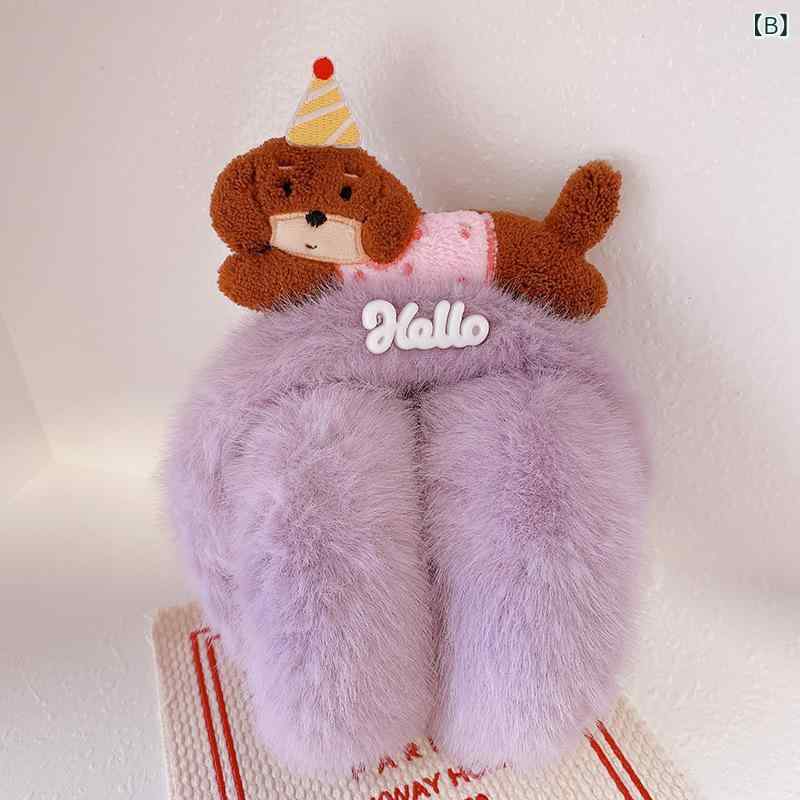 ソファポテトの耳あて レディース かわいい 犬 秋冬 防寒 イヤーマフ キャンディカラー ガーリー ふわふわ もこもこ あったか イヤーウォーマー 冷え対策2｜アングル3