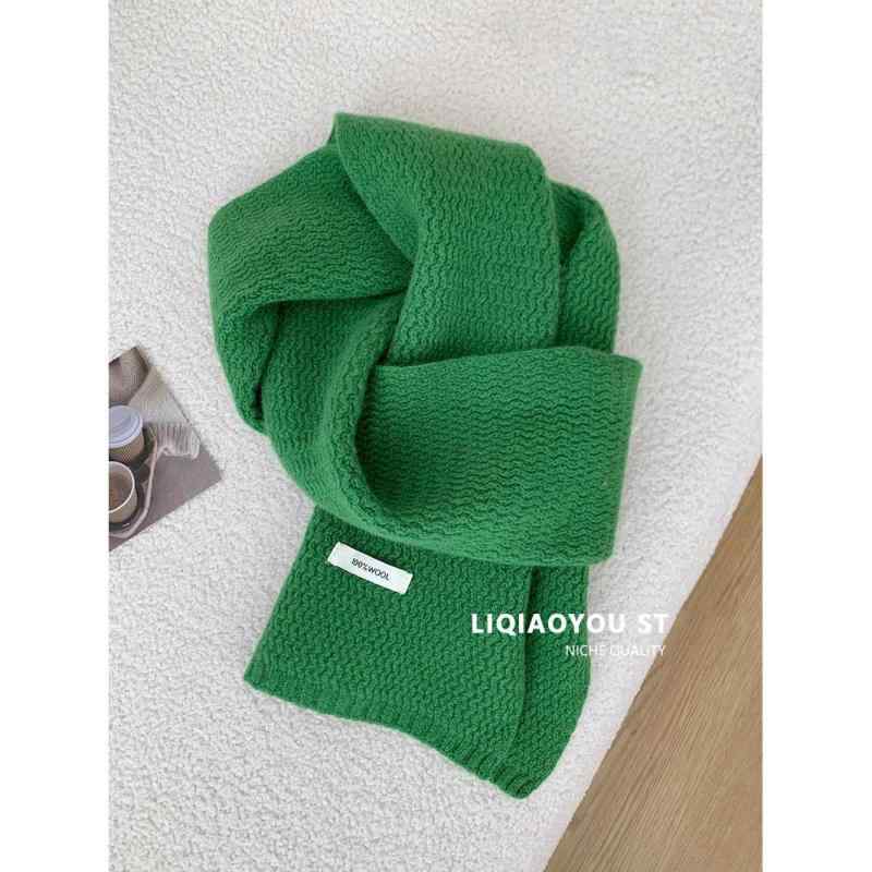 マフラー レディース 高級感 秋冬 ウール100% ニット 無地 厚手 保温 ネックウォーマー メンズ あったか 暖かい 首巻き2