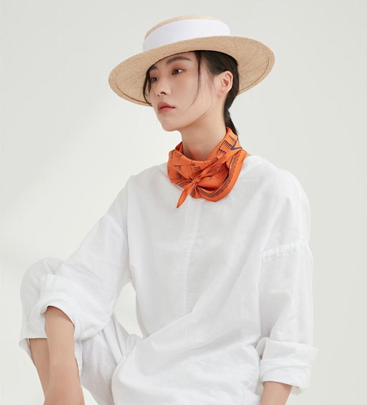 スカーフ レディース 春夏 シルク 絹 小さめ 菱形 ストール 桑絹 エレガント 上品 ネッカチーフ2