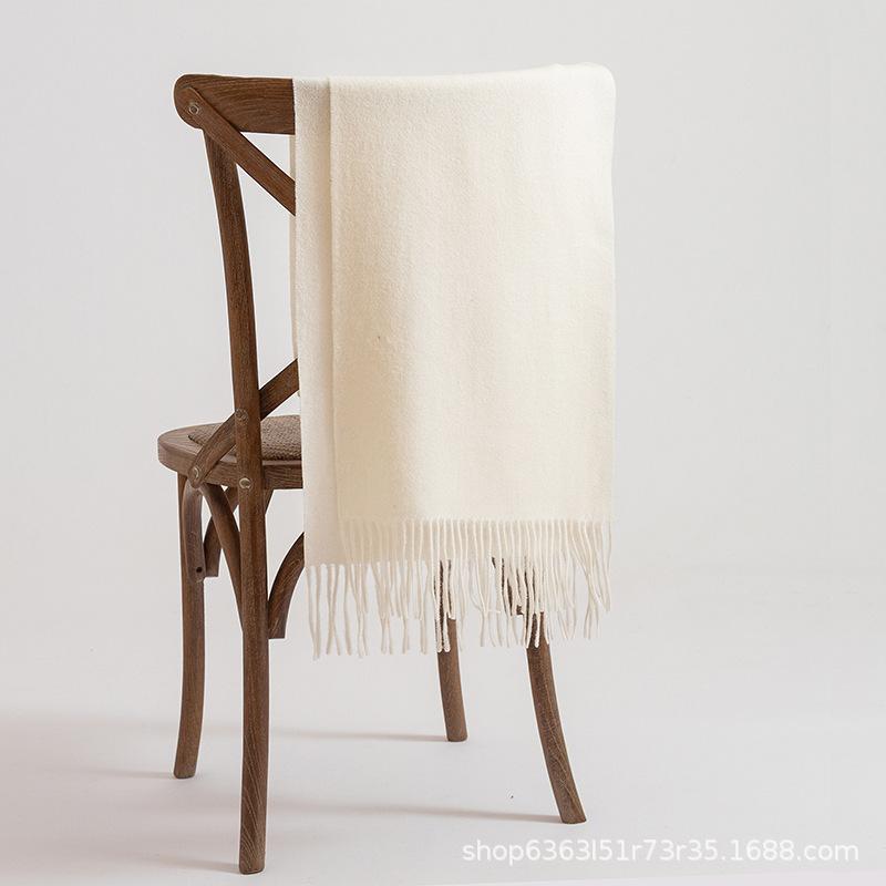 マフラー レディース 秋冬 加幅 ウール ショール ストール ウール100％ 防寒 内モンゴル産 あったか 無地 上品 きれいめ