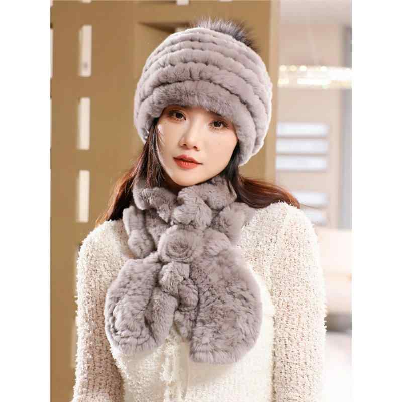 マフラー レディース 婦人用 ファッション雑貨 リアルファー ラビットファー 暖かい 防寒 手編み風 毛皮 ショール かわいい 秋冬