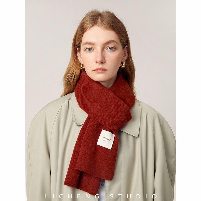 For Women - マフラー レディース 秋冬 オーストラリア産ウール100％ ニット 保温 防寒 カップル 手編み風 高品質 暖かい ショール 襟巻き かわいい やわらかい ふわふわ チクチクしない 無地 シンプル カジュアル 普段使い デート プレゼント ギフト