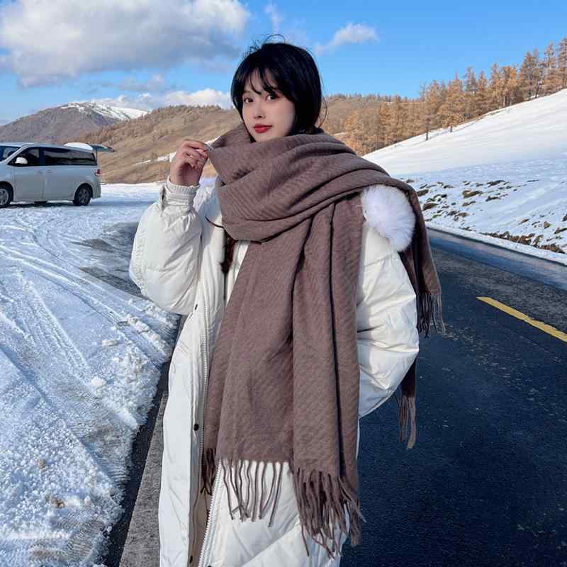 マフラー レディース 秋冬 保温 厚手 韓国風 ストール ショール 無地 ニット アウター 肩掛け ケープ
