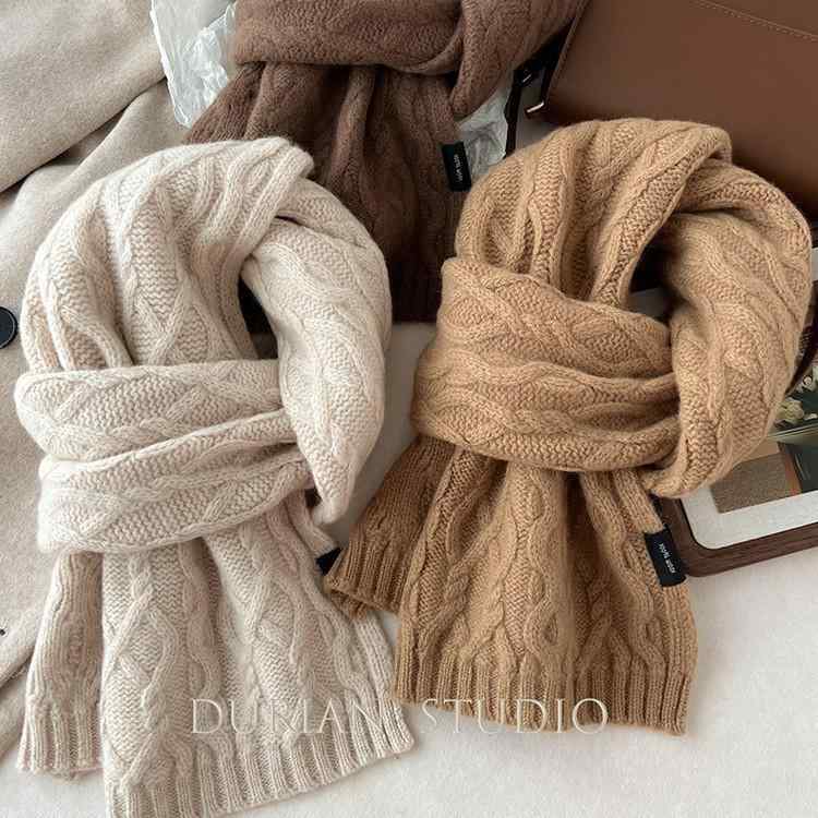 マフラー レディース メンズ クラシック アラン模様 ブリティッシュスタイル レトロ スカーフ ウール 羊毛 あったか 秋冬2