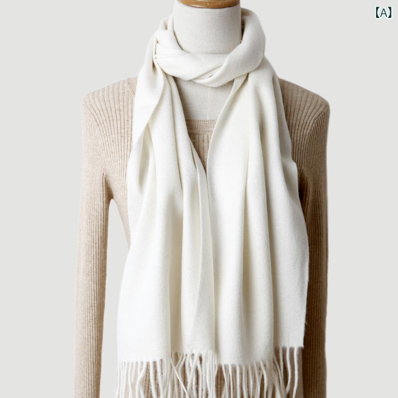 マフラー 男女兼用 秋冬 厚手 ウール100% 内モンゴル産 保温 防寒 ショール ストール カップル ペア 暖かい 無地 シンプル