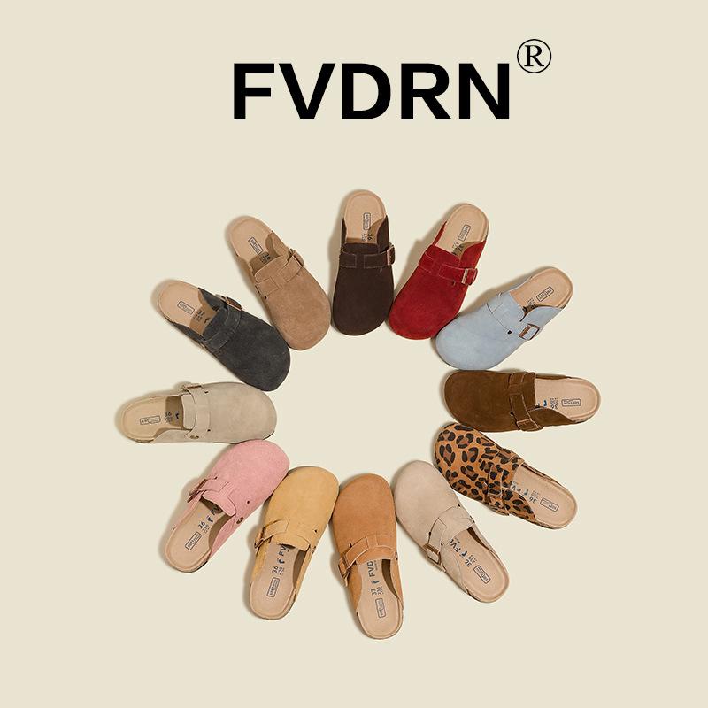 ミュール レディース 秋冬 サンダル 牛革 フラット ローヒール ぺたんこ 歩きやすい 痛くない 履きやすい ブリティッシュ レトロ 本革 スリッパ 外履き 室内履き カジュアル 普段使い かわいい