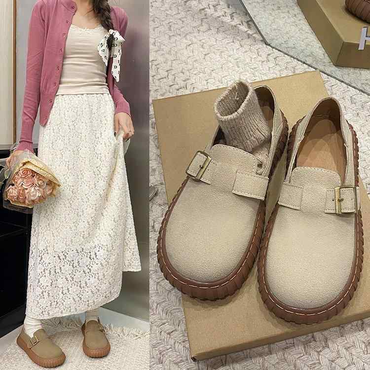 靴 レディース 厚底靴 ブロックヒール ローファー スリッポン パンプス ラウンドトゥ カジュアル 普段使い デイリーユース 歩きやすい 痛くない フェイクレザー 合皮 春秋