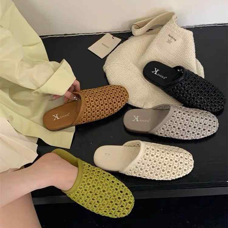 サンダル レディース ミュール レトロ スリッパ フラット ローヒール ぺたんこ 歩きやすい 履きやすい スカート マリージェーン風 春夏