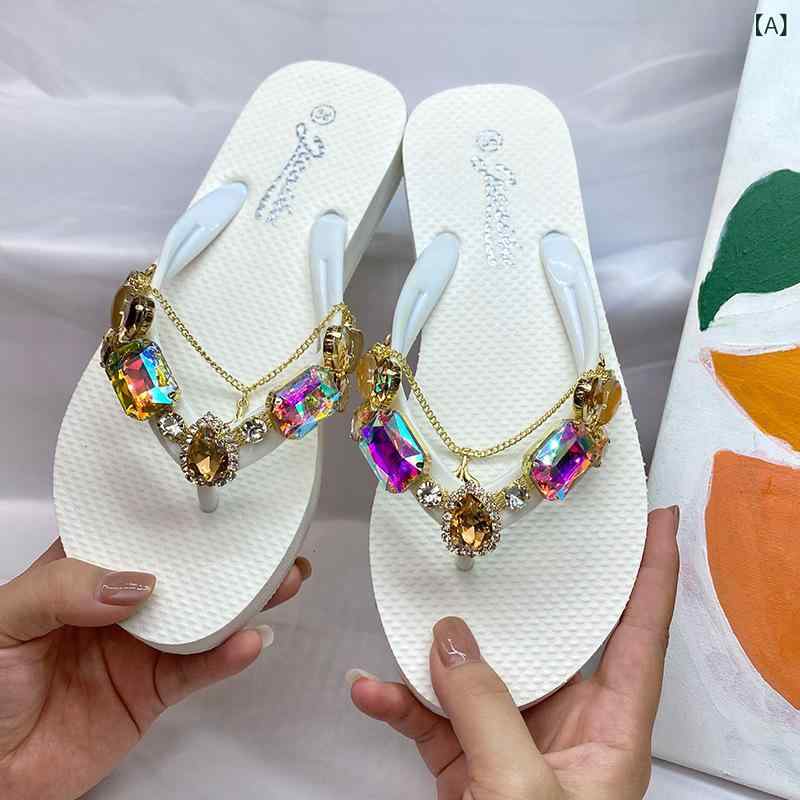 サンダル レディース 水着 ビーチサンダル フラットソール 普段使い リゾート カジュアル 親指トング 水晶 ビジュー かわいい 歩きやすい ぺたんこ 春夏