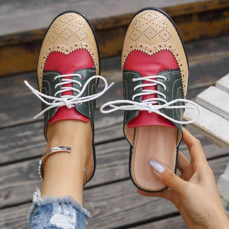 サンダル レディース 春夏 ミュール スリッパ ブロック ローファー 配色 コンフォート スリッポン バブ..