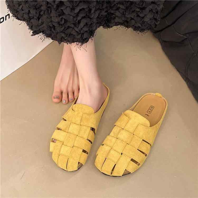 サンダル レディース 春夏 レトロ 外履き つま先あり 防臭 スカート 合わせ 普段使い カジュアル 半開き スリッパ2
