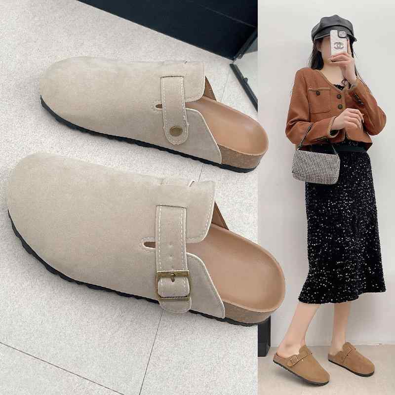 サンダル レディース 2025年 秋 靴 ファッション フラット ローヒール スリッパ モカシン ぺたんこ 歩きやすい 履きやすい かわいい 疲れない 婦人靴 シンプル カジュアル(4.0)