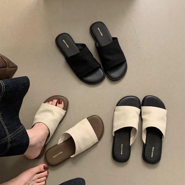 サンダル レディース リネン フラットソール レトロ リゾート ビーチサンダル 24cm 25cm