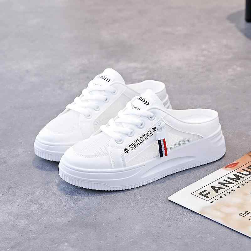 スリッパ レディース サンダル メッシュ ぺたんこ ローヒール 歩きやすい 疲れない 蒸れない 通気性 白 黒 普段使い デイリーユース