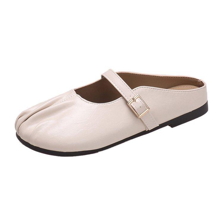 サンダル レディース フラット ぺたんこ スリッパ ミュール 皺 寄せ ドレープ ローヒール 履きやすい ..