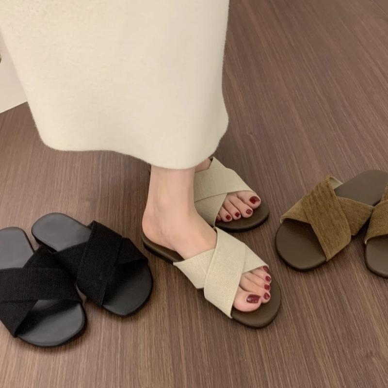 サンダル レディース ビーチサンダル フラットソール 麻 リネン 接触冷感 クロスストラップ 涼しい 疲れない 歩きやすい 滑り止め付き 海 リゾート 普段使い カジュアル 春夏