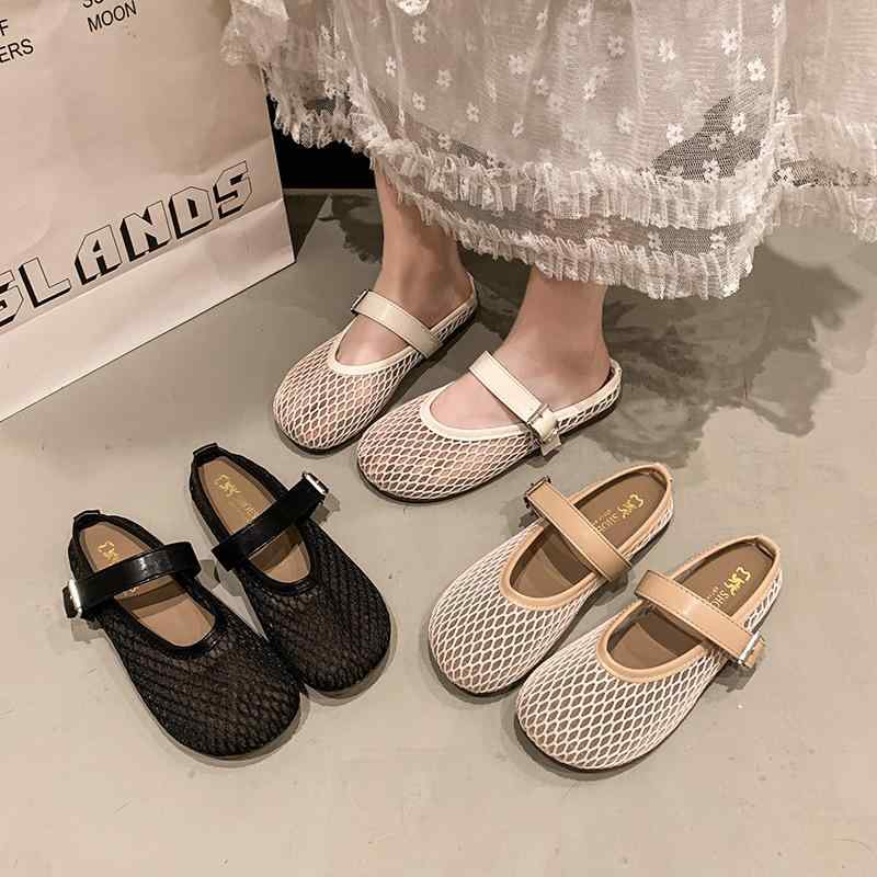 サンダル レディース ぺたんこ ローヒール スリッパ メッシュ 涼しい 通気性 外履き フラット 履きやすい 歩きやすい かわいい おしゃれ 春夏