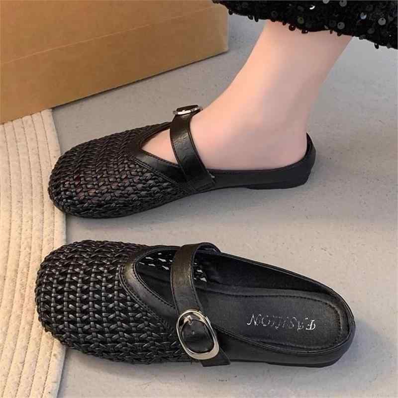 Ballet Shoes - サンダル レディース ぺたんこミュール 婦人靴 スリッパ つっかけ ローヒール フラット 外履き ルームシューズ 通気性 快適 歩きやすい 普段使い お出かけ