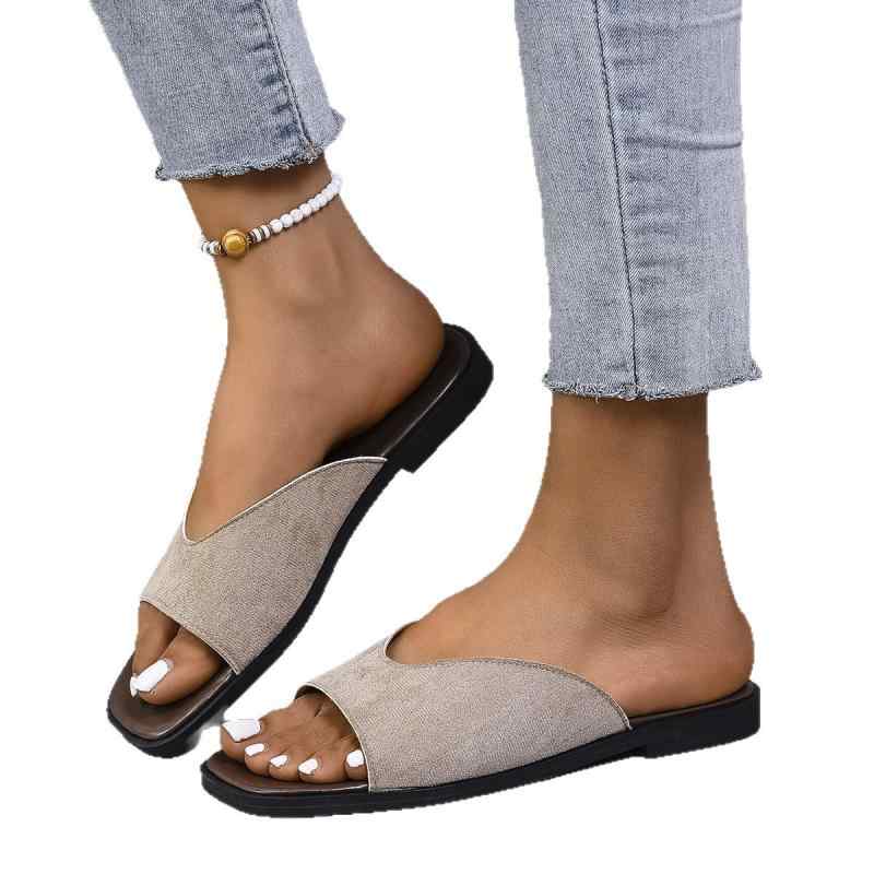 サンダル レディース 大きいサイズ ローマ風 スクエアトゥ スリッパ 普段使い フラット ぺたんこ 歩きやすい カジュアル 旅行 リゾート